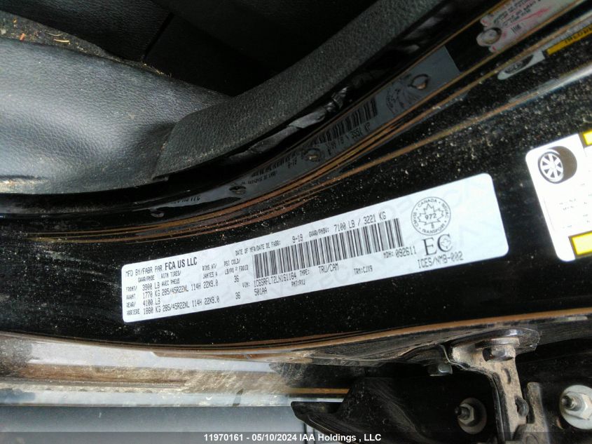 2020 Ram 1500 Rebel VIN: 1C6SRFLT2LN161164 Lot: 11970161