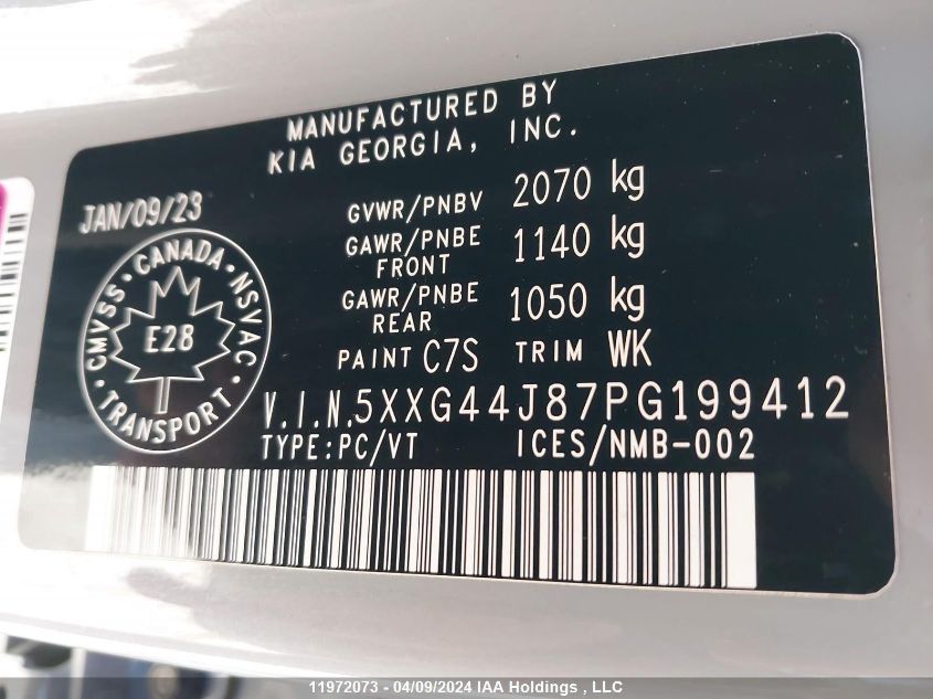 2023 Kia K5 VIN: 5XXG44J87PG199412 Lot: 11972073