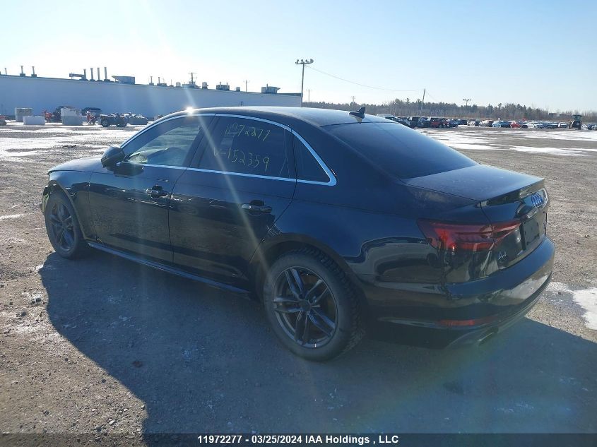 2018 Audi A4 Sedan VIN: WAUANAF44JA152359 Lot: 39198110