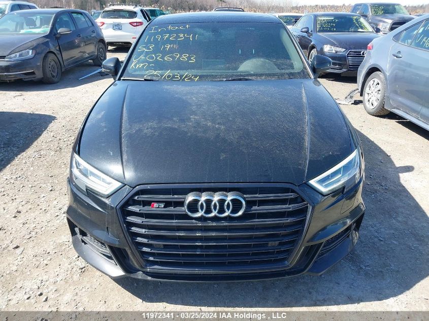 2019 Audi S3 VIN: WAUF1GFFXK1026983 Lot: 11972341