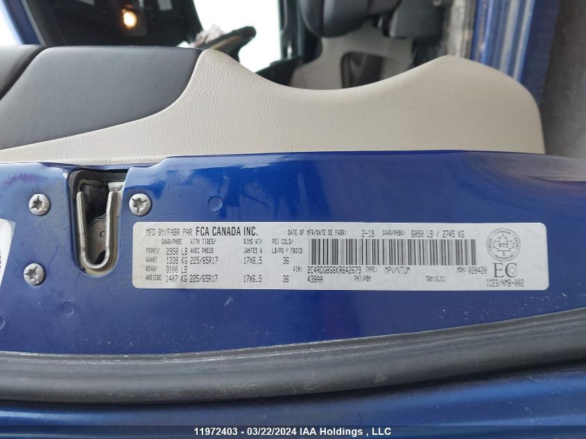 2019 Dodge Grand Caravan Cvp/Sxt VIN: 2C4RDGBG6KR642679 Lot: 11972403