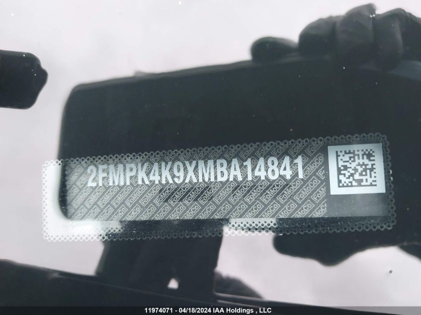 2021 Ford Edge Titanium VIN: 2FMPK4K9XMBA14841 Lot: 11974071