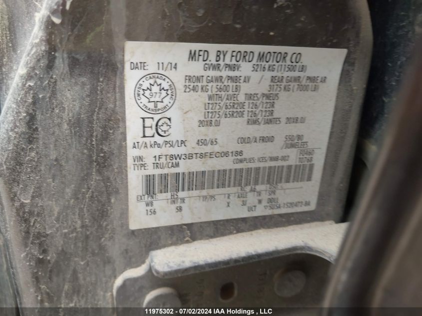 2015 Ford F350 Super Duty VIN: 1FT8W3BT8FEC06186 Lot: 11975302