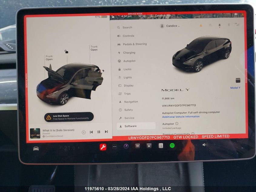 2023 Tesla Model Y VIN: LRWYGDFD7PC967713 Lot: 11975610