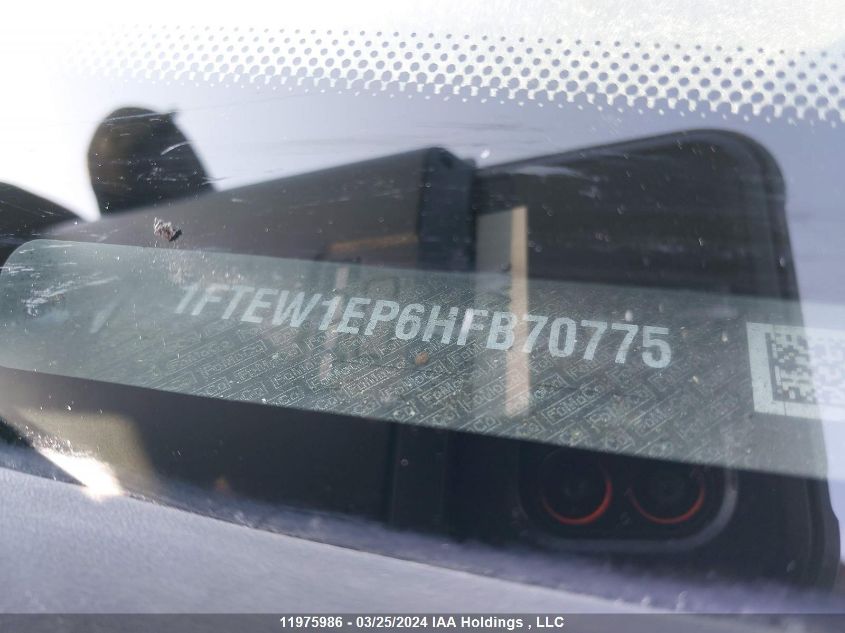 2017 Ford F150 Supercrew VIN: 1FTEW1EP6HFB70775 Lot: 11975986