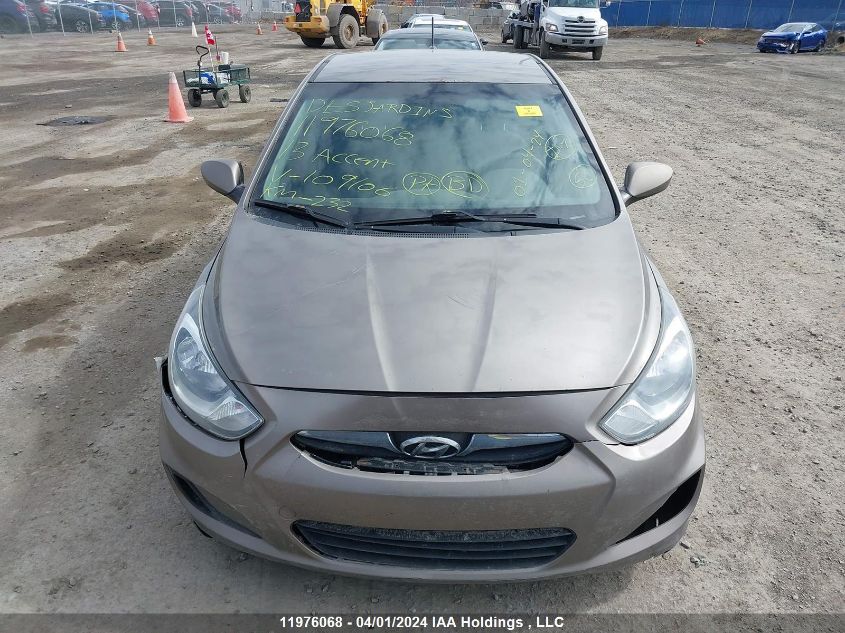 2013 Hyundai Accent Gls/Gs VIN: KMHCT5AE3DU109106 Lot: 51341294