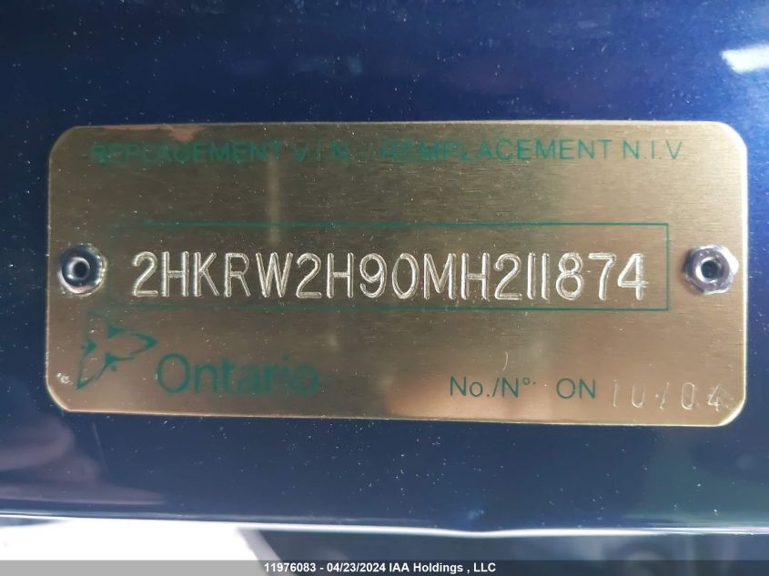 2021 Honda Cr-V VIN: 2HKRW2H90MH211874 Lot: 11976083