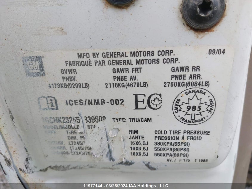 2005 Chevrolet Silverado 2500Hd VIN: 1GCHK23265F839600 Lot: 11977144