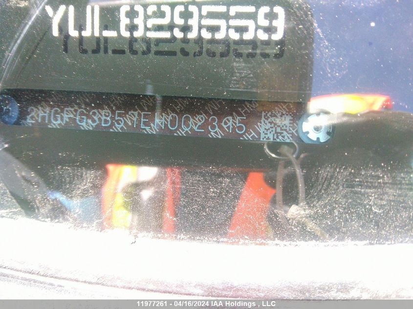 2014 Honda Civic Lx VIN: 2HGFG3B57EH002395 Lot: 39240716