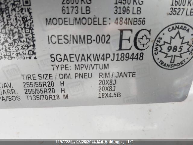 2023 Buick Enclave VIN: 5GAEVAKW4PJ189448 Lot: 11977285