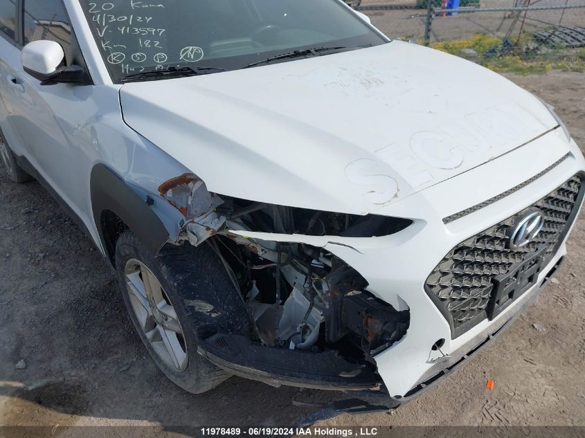 2020 Hyundai Kona Se VIN: KM8K12AA7LU413597 Lot: 11978489