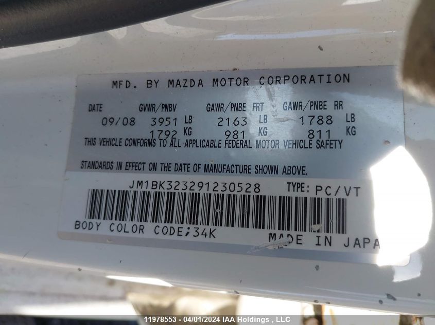 2009 Mazda 3 S VIN: JM1BK323291230528 Lot: 11978553