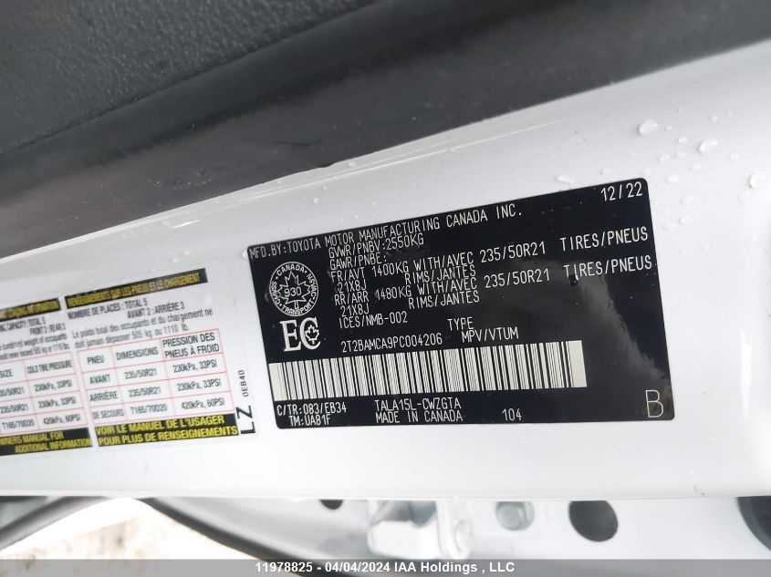 2023 Lexus Rx VIN: 2T2BAMCA9PC004206 Lot: 11978825