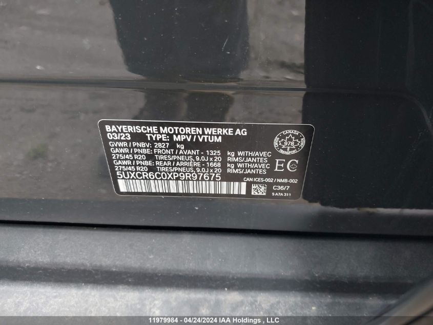 2023 BMW X5 VIN: 5UXCR6C0XP9R97675 Lot: 11979984