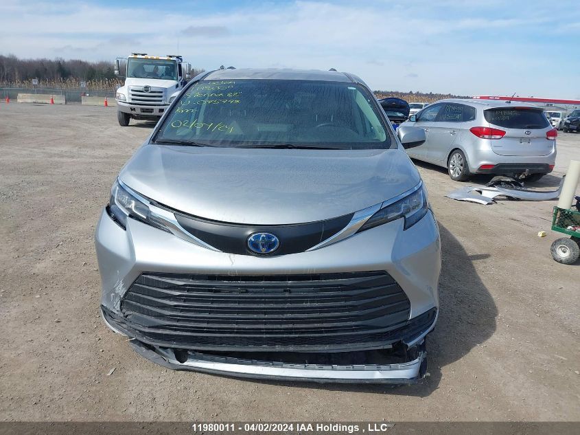 2022 Toyota Sienna VIN: 5TDGRKEC6NS075213 Lot: 11980011