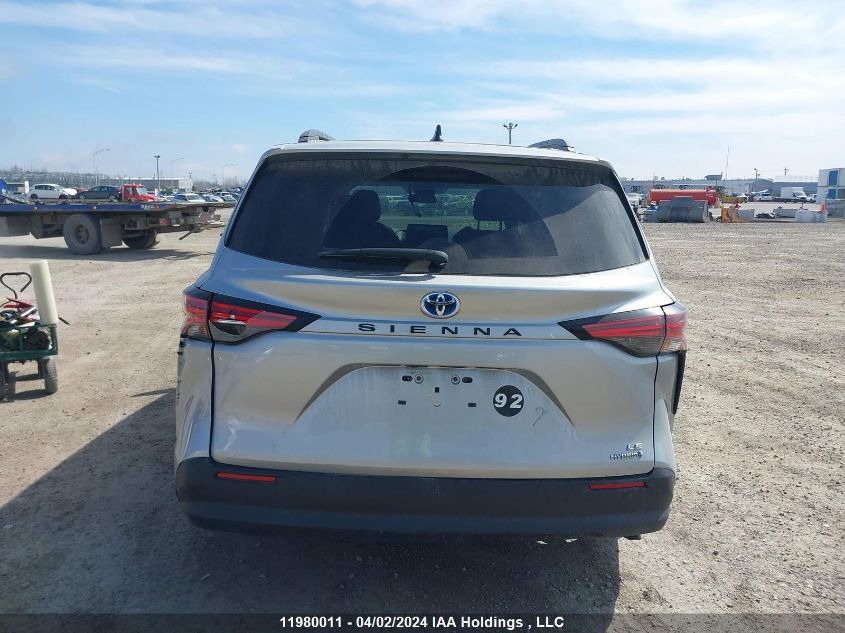 2022 Toyota Sienna VIN: 5TDGRKEC6NS075213 Lot: 11980011