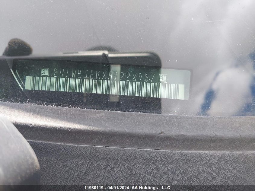 2010 Chevrolet Impala VIN: 2G1WB5EKXA1228937 Lot: 11980119