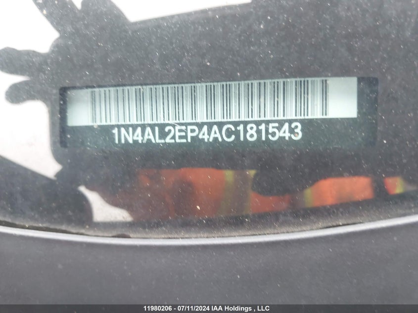 2010 Nissan Altima S VIN: 1N4AL2EP4AC181543 Lot: 11980206