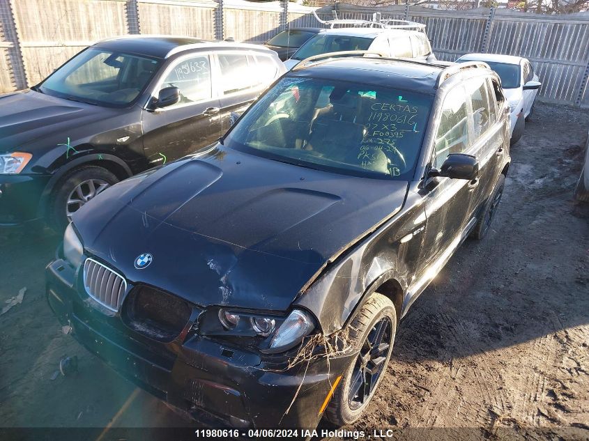 2007 BMW X3 VIN: WBXPC93487WF00395 Lot: 11980616