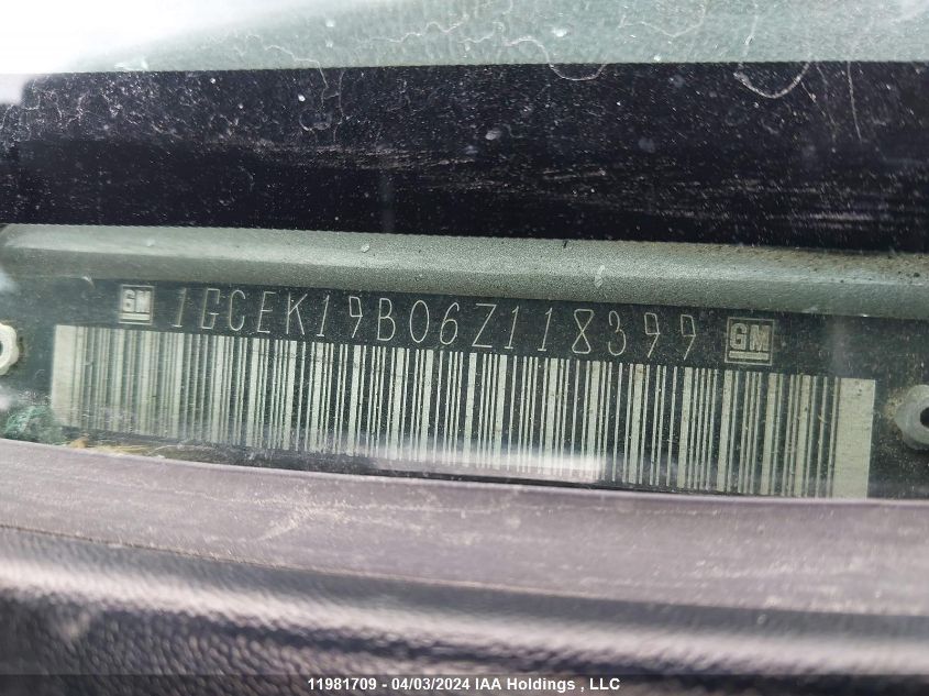 2006 Chevrolet Silverado 1500 VIN: 1GCEK19B06Z118399 Lot: 11981709