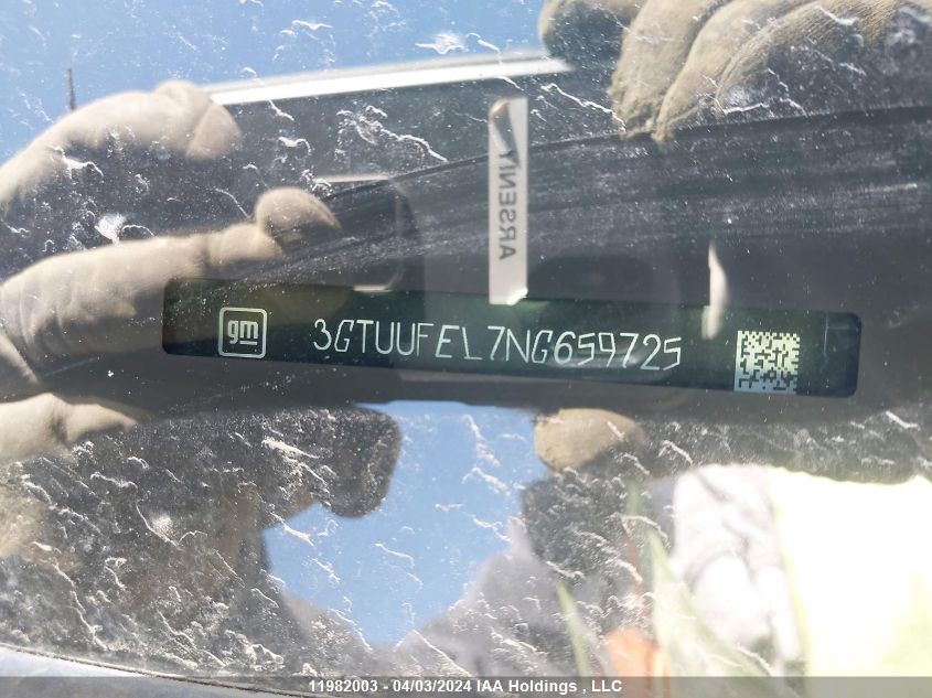 2022 GMC Sierra 1500 VIN: 3GTUUFEL7NG659725 Lot: 11982003
