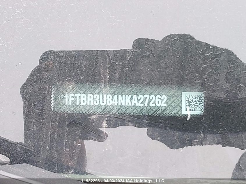 2022 Ford Transit T-250 VIN: 1FTBR3U84NKA27262 Lot: 11982293