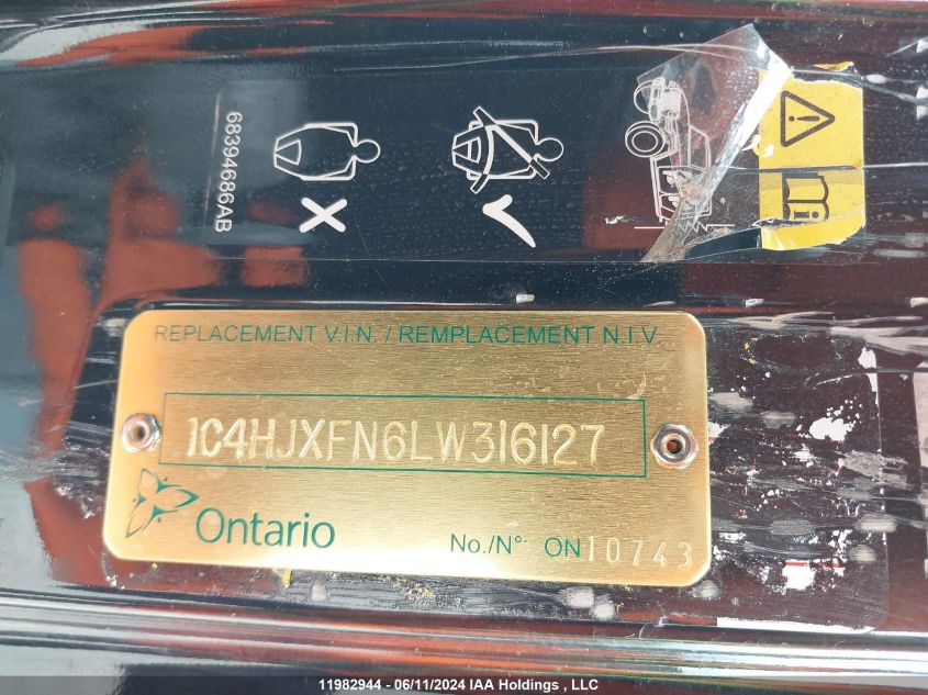 2020 Jeep Wrangler Unlimited Rubicon VIN: 1C4HJXFN6LW316127 Lot: 11982944