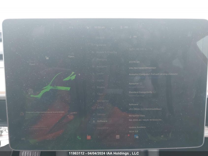 2023 Tesla Model Y VIN: 7SAYGDEE3PF591921 Lot: 11983112