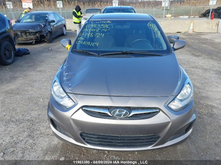 2014 Hyundai Accent Gls/Gs VIN: KMHCT5AE2EU148724 Lot: 11983380