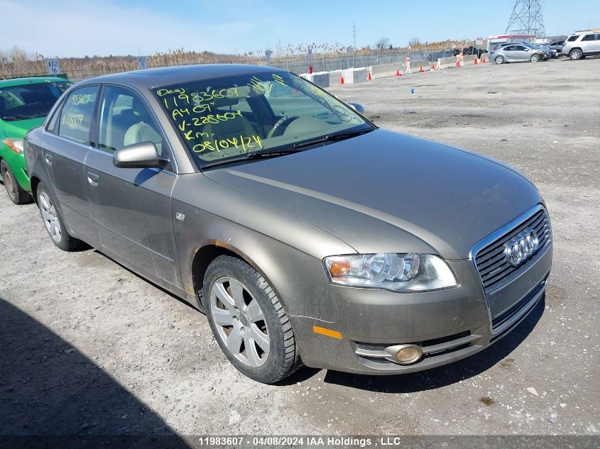 2007 Audi A4 2.0T Quattro VIN: WAUDF78E57A228604 Lot: 11983607