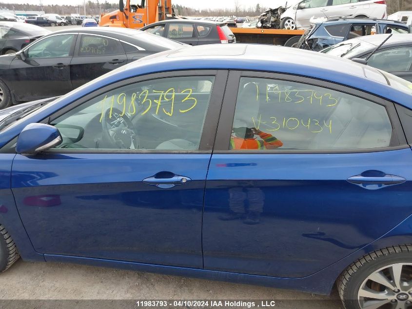 2017 Hyundai Accent Se VIN: KMHCU4AEXHU310434 Lot: 11983793