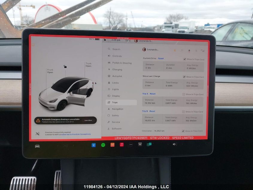 2023 Tesla Model Y VIN: LRWYGDFD7PC929611 Lot: 11984126