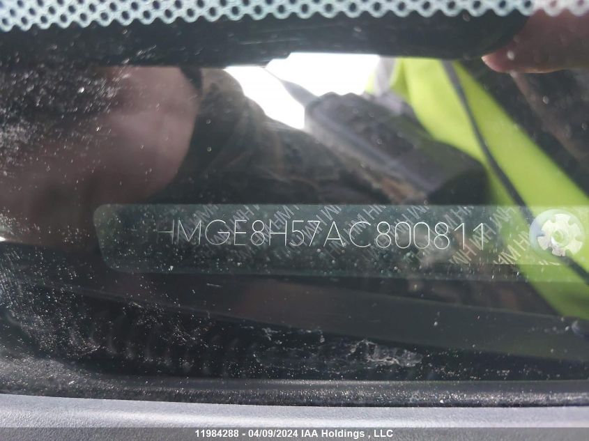 2010 Honda Fit VIN: JHMGE8H57AC800811 Lot: 11984288