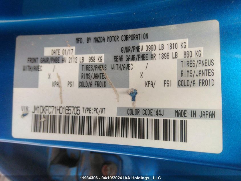 2017 Mazda Cx-3 Touring VIN: JM1DKFC71H0165705 Lot: 11984306