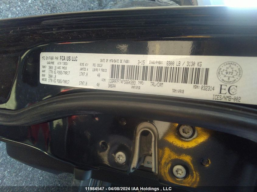 2015 Ram 1500 St VIN: 1C6RR7FT4FS664393 Lot: 11984547