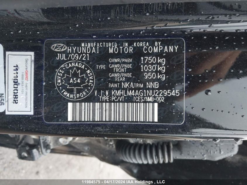 2022 Hyundai Elantra Preferred Ivt VIN: KMHLM4AG1NU229545 Lot: 11984575