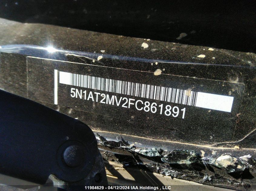 2015 Nissan Rogue VIN: 5N1AT2MV2FC861891 Lot: 11984629