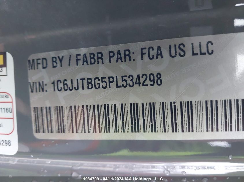 2023 Jeep Gladiator Rubicon VIN: 1C6JJTBG5PL534298 Lot: 11984709