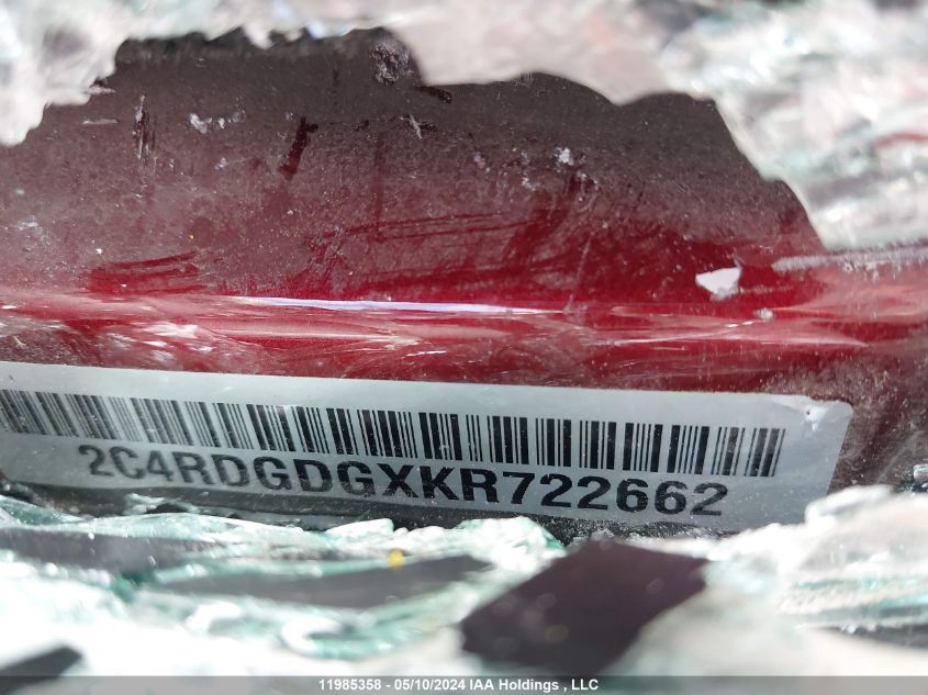 2019 Dodge Grand Caravan Crew VIN: 2C4RDGDGXKR722662 Lot: 11985358