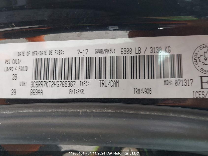 2017 Ram 1500 St VIN: 3C6RR7KT2HG769367 Lot: 11985404