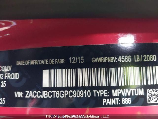 2016 Jeep Renegade Trailhawk VIN: ZACCJBCT6GPC90910 Lot: 11985548