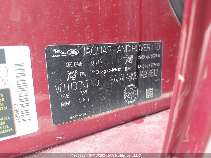 2017 Jaguar Xe VIN: SAJAL4BV6HA954612 Lot: 11985623