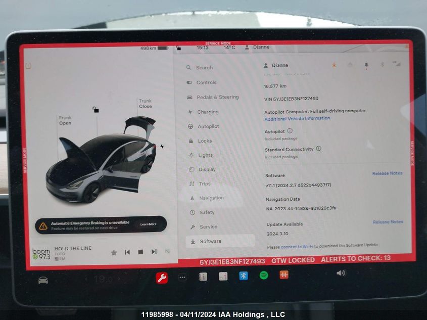 2022 Tesla Model 3 VIN: 5YJ3E1EB3NF127493 Lot: 11985998