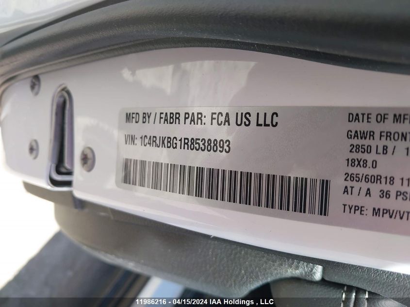 2024 Jeep Grand Cherokee L Limited VIN: 1C4RJKBG1R8538893 Lot: 11986216