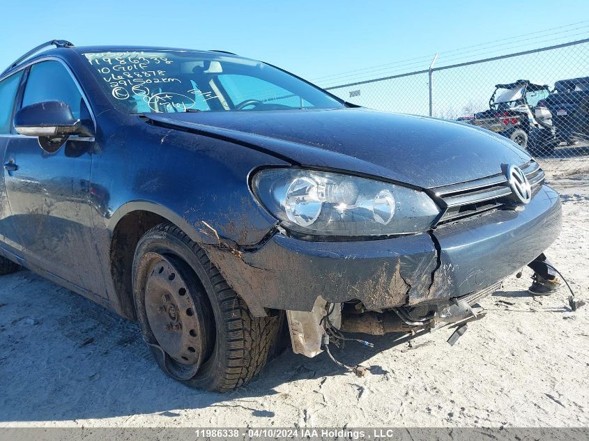 2010 Volkswagen Golf Wagon VIN: 3VWTL8AJ2AM688878 Lot: 11986338