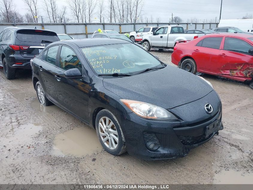 2013 Mazda Mazda3 VIN: JM1BL1UF6D1813167 Lot: 11986456