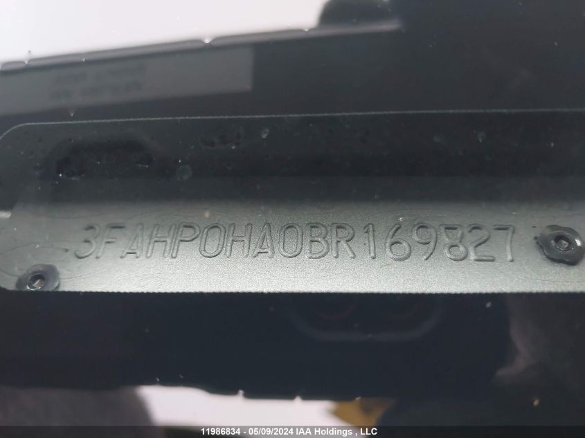 2011 Ford Fusion Se VIN: 3FAHP0HA0BR169827 Lot: 11986834
