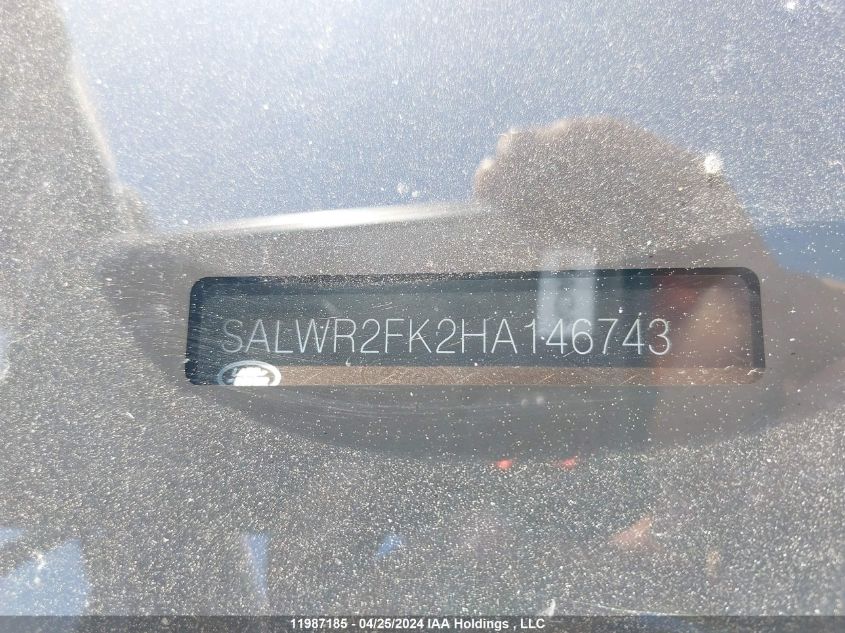 2017 Land Rover Range Rover Sport VIN: SALWR2FK2HA146743 Lot: 11987185