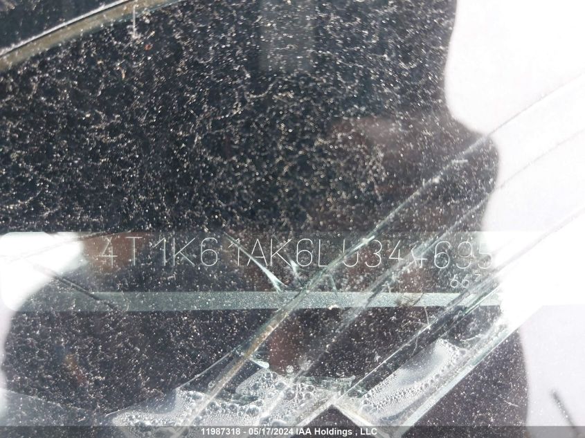 2020 Toyota Camry Xse VIN: 4T1K61AK6LU344695 Lot: 11987318