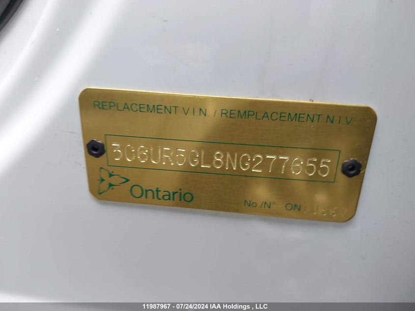 2022 Dodge Ram 2500 VIN: 3C6UR5GL8NG277655 Lot: 11987967